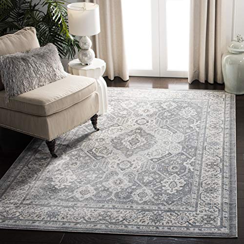 SAFAVIEH Übergangs Teppich für Wohnzimmer, Esszimmer, Schlafzimmer - Isabella Collection, Kurzer Flor, Grau und Creme, 122 X 183 cm von Safavieh