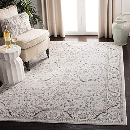 SAFAVIEH Übergangs Teppich für Wohnzimmer, Esszimmer, Schlafzimmer - Isabella Collection, Kurzer Flor, Hellgrau und Creme, 160 X 229 cm von Safavieh