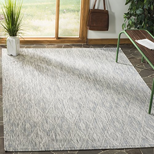 SAFAVIEH Zeitgenössische Teppich für Drinnen & Draussen - Courtyard Collection, Kurzer Flor, Grau und Grau, 160 X 231 cm von Safavieh