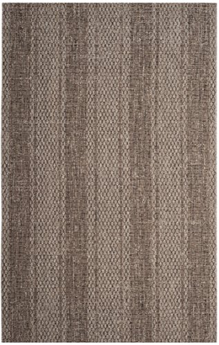 SAFAVIEH Zeitgenössische Teppich für Drinnen & Draussen - Courtyard Collection, Kurzer Flor, Hellbeige und Hellbraun, 122 X 170 cm von Safavieh