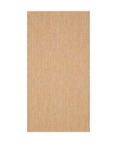 SAFAVIEH Zeitgenössische Teppich für Drinnen & Draussen - Courtyard Collection, Kurzer Flor, Natürlich und cremig, 79 X 152 cm von Safavieh