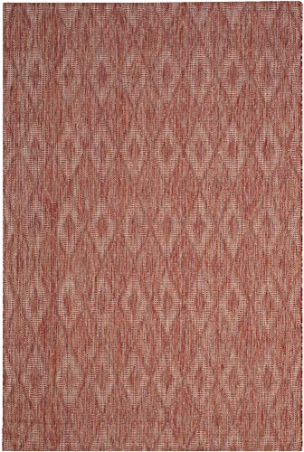 SAFAVIEH Zeitgenössische Teppich für Drinnen & Draussen - Courtyard Collection, Kurzer Flor, Rot und Rot, 160 X 231 cm von Safavieh