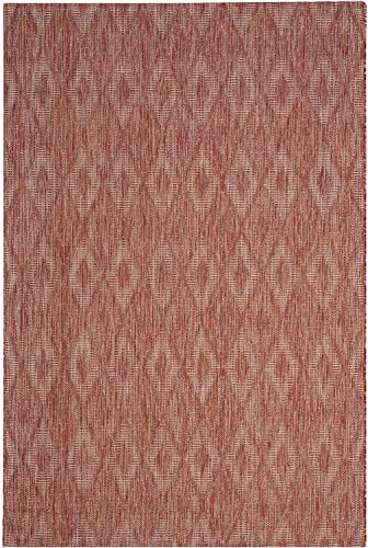 SAFAVIEH Zeitgenössische Teppich für Drinnen & Draussen - Courtyard Collection, Kurzer Flor, Rot und Rot, 201 X 290 cm von Safavieh