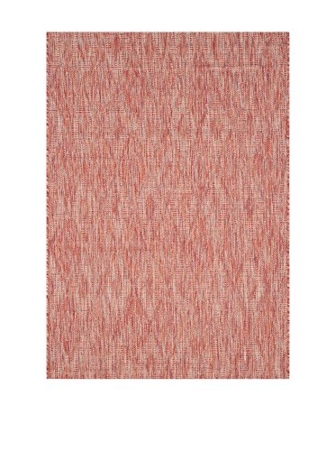 SAFAVIEH Zeitgenössische Teppich für Drinnen & Draussen - Courtyard Collection, Kurzer Flor, Rot und Rot, 79 X 152 cm von Safavieh