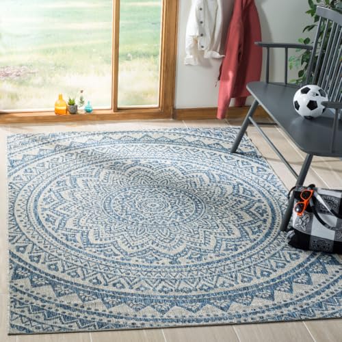SAFAVIEH Zeitgenössische Teppich für Innen - & Außenbereich - Courtyard Collection, Kurzer Flor, Hellgrau und Blau, 122 X 170 cm SAFAVIEH Zeitgenössische Teppich für Innen - & Außenbereich - Courtyard Collection, Kurzer Flor, Hellgrau und Blau, 122 X 170 cm von Safavieh