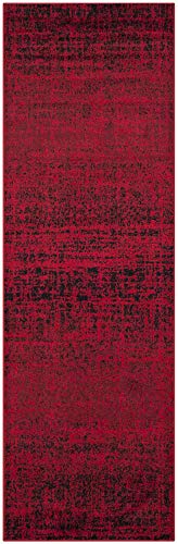 SAFAVIEH Zeitgenössische Teppich für Wohnzimmer, Esszimmer, Schlafzimmer - Adirondack Collection, Kurzer Flor, Rot und Schwarz, 62 X 240 cm von Safavieh