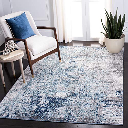 SAFAVIEH Zeitgenössische Teppich für Wohnzimmer, Esszimmer, Schlafzimmer - Aston Collection, Kurzer Flor, Hellblau und Grau, 160 X 231 cm von Safavieh