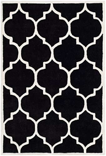 SAFAVIEH Zeitgenössische Teppich für Wohnzimmer, Esszimmer, Schlafzimmer - Chatham Collection, Kurzer Flor, Schwarz und Elfenbein, 152 X 244 cm von Safavieh