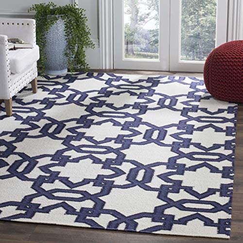 SAFAVIEH Zeitgenössische Teppich für Wohnzimmer, Esszimmer, Schlafzimmer - Dhurrie Collection, Kurzer Flor, Elfenbein und Lila, 152 X 244 cm SAFAVIEH Zeitgenössische Teppich für Wohnzimmer, Esszimmer, Schlafzimmer - Dhurrie Collection, Kurzer Flor, Elfenbein und Lila, 152 X 244 cm von Safavieh