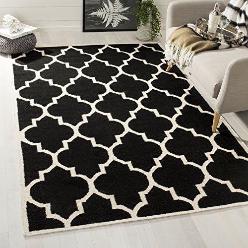 SAFAVIEH Zeitgenössische Teppich für Wohnzimmer, Esszimmer, Schlafzimmer - Dhurrie Collection, Kurzer Flor, Schwarz und Elfenbein, 183 X 274 cm SAFAVIEH Zeitgenössische Teppich für Wohnzimmer, Esszimmer, Schlafzimmer - Dhurrie Collection, Kurzer Flor, Schwarz und Elfenbein, 183 X 274 cm von Safavieh