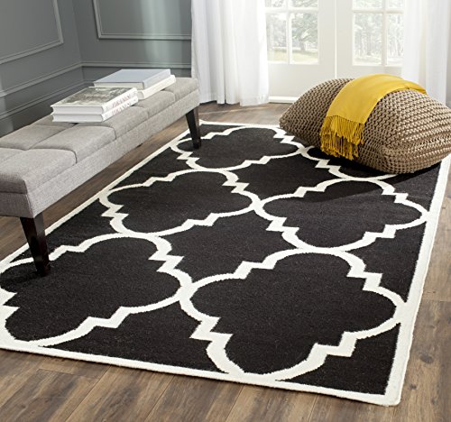 SAFAVIEH Zeitgenössische Teppich für Wohnzimmer, Esszimmer, Schlafzimmer - Dhurrie Collection, Kurzer Flor, Schwarz und Elfenbein, 183 X 274 cm SAFAVIEH Zeitgenössische Teppich für Wohnzimmer, Esszimmer, Schlafzimmer - Dhurrie Collection, Kurzer Flor, Schwarz und Elfenbein, 183 X 274 cm von Safavieh