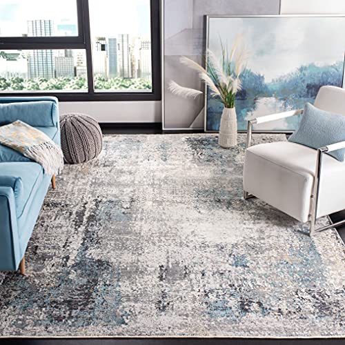 SAFAVIEH Zeitgenössische Teppich für Wohnzimmer, Esszimmer, Schlafzimmer - Dream Collection, Kurzer Flor, Grau und Blau, 122 X 183 cm von Safavieh