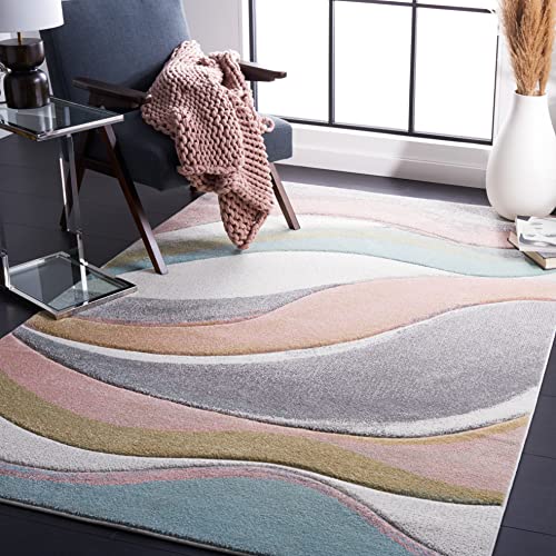 SAFAVIEH Zeitgenössische Teppich für Wohnzimmer, Esszimmer, Schlafzimmer - Hollywood Collection, Kurzer Flor, Grau und Rosa, 160 X 229 cm SAFAVIEH Zeitgenössische Teppich für Wohnzimmer, Esszimmer, Schlafzimmer - Hollywood Collection, Kurzer Flor, Grau und Rosa, 160 X 229 cm von Safavieh