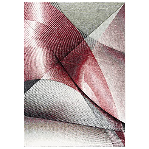 SAFAVIEH Zeitgenössische Teppich für Wohnzimmer, Esszimmer, Schlafzimmer - Hollywood Collection, Kurzer Flor, Grau und Rot, 160 X 229 cm von Safavieh