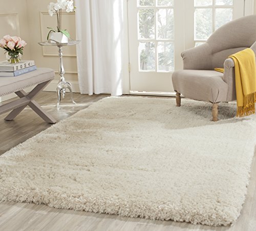 SAFAVIEH Zottelig Teppich für Wohnzimmer, Esszimmer, Schlafzimmer - Artic Shag Collection, Hoher Flor, Beige, 91 X 152 cm von Safavieh