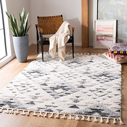 SAFAVIEH Zottelig Teppich für Wohnzimmer, Esszimmer, Schlafzimmer - Moroccan Tassel Shag Collection, Kurzer Flor, Elfenbein und Grau, 122 X 183 cm SAFAVIEH Zottelig Teppich für Wohnzimmer, Esszimmer, Schlafzimmer - Moroccan Tassel Shag Collection, Kurzer Flor, Elfenbein und Grau, 122 X 183 cm von Safavieh