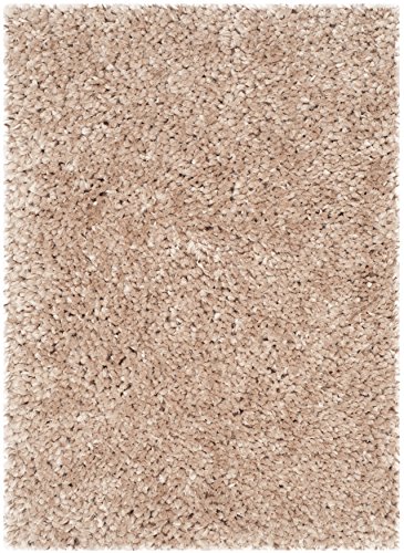 SAFAVIEH Zottelig Teppich für Wohnzimmer, Esszimmer, Schlafzimmer - Popcorn Shag Collection, Hoher Flor, Beige, 61 X 91 cm von Safavieh