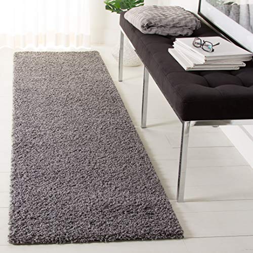 SAFAVIEH Zottelig Teppich für Wohnzimmer, Esszimmer, Schlafzimmer - Primo Shag Collection, Hoher Flor, Dunkelgrau, 66 X 244 cm von Safavieh