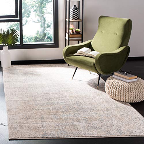 SAFAVIEH Modern abstrakt Teppich für Wohnzimmer, Esszimmer, Schlafzimmer - Adirondack Collection, Kurzer Flor, Beige und Schiefer, 122 X 183 cm von Safavieh