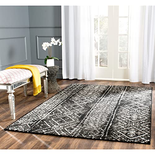 SAFAVIEH Zeitgenössische Teppich für Wohnzimmer, Esszimmer, Schlafzimmer - Adirondack Collection, Kurzer Flor, Schwarz und Silber, 91 X 152 cm SAFAVIEH Zeitgenössische Teppich für Wohnzimmer, Esszimmer, Schlafzimmer - Adirondack Collection, Kurzer Flor, Schwarz und Silber, 91 X 152 cm von Safavieh