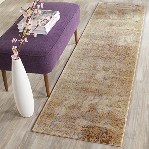 SAFAVIEH Metro-Mod Teppich für Wohnzimmer, Esszimmer, Schlafzimmer - Mystique Collection, Kurzer Flor, Gold und Multi, 69 X 244 cm von Safavieh