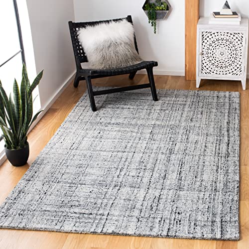 SAFAVIEH Zeitgenössische Teppich für Wohnzimmer, Esszimmer, Schlafzimmer - Abstract Collection, Kurzer Flor, Grau und Schwarz, 122 X 183 cm von Safavieh
