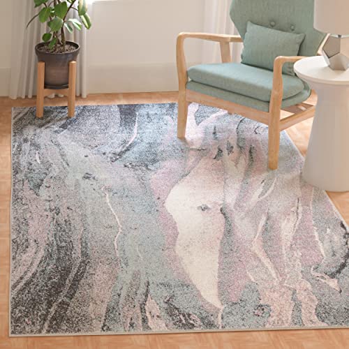 Safavieh Abstrakter Innenteppich, gewebt, rechteckig, Glacier Collection, GLA126, in Rosa/Blau, 79 x 152 cm, für Wohnzimmer, Schlafzimmer oder jeden Innenbereich von Safavieh