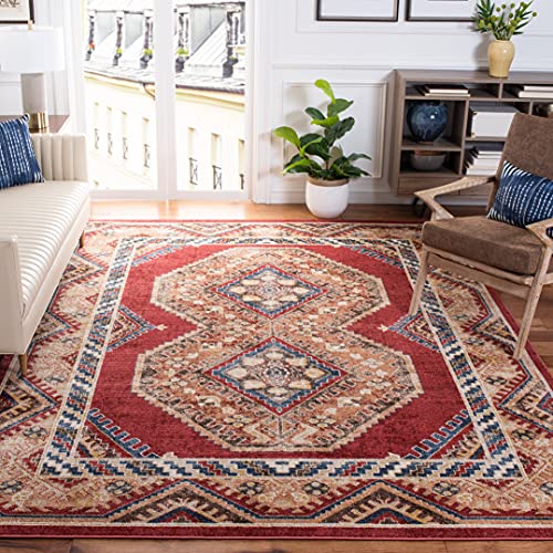 SAFAVIEH Traditionell Distressed Teppich für Wohnzimmer, Esszimmer, Schlafzimmer - Bijar Collection, Kurzer Flor, Rot und Rost, 201 X 274 cm von Safavieh