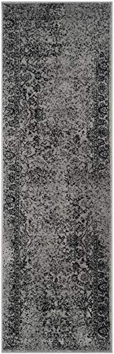 SAFAVIEH Distressed Vintage Teppich für Wohnzimmer, Esszimmer, Schlafzimmer - Adirondack Collection, Kurzer Flor, Grau und Schwarz, 76 X 244 cm von Safavieh