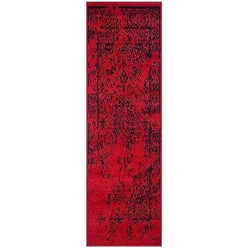 SAFAVIEH Distressed Teppich für Wohnzimmer, Esszimmer, Schlafzimmer - Adirondack Collection, Kurzer Flor, Rot und Schwarz, 91 X 152 cm von Safavieh