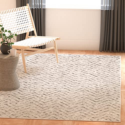 SAFAVIEH Chevron Teppich für Wohnzimmer, Esszimmer, Schlafzimmer - Adirondack Collection, Kurzer Flor, Elfenbein und Kohle, 91 X 152 cm von Safavieh