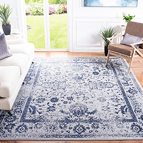 SAFAVIEH Distressed Vintage Teppich für Wohnzimmer, Esszimmer, Schlafzimmer - Adirondack Collection, Kurzer Flor, Grau und Marine, 183 X 274 cm von Safavieh