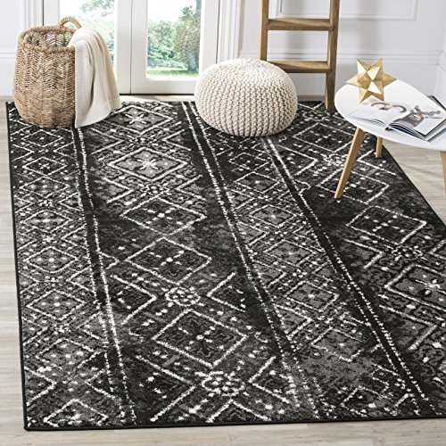 SAFAVIEH Zeitgenössische Teppich für Wohnzimmer, Esszimmer, Schlafzimmer - Adirondack Collection, Kurzer Flor, Schwarz und Silber, 183 X 274 cm von Safavieh
