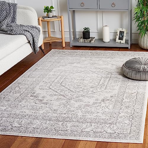SAFAVIEH Traditionell Teppich für Wohnzimmer, Esszimmer, Schlafzimmer - Adirondack Collection, Kurzer Flor, Elfenbein und Silber, 122 X 183 cm von Safavieh