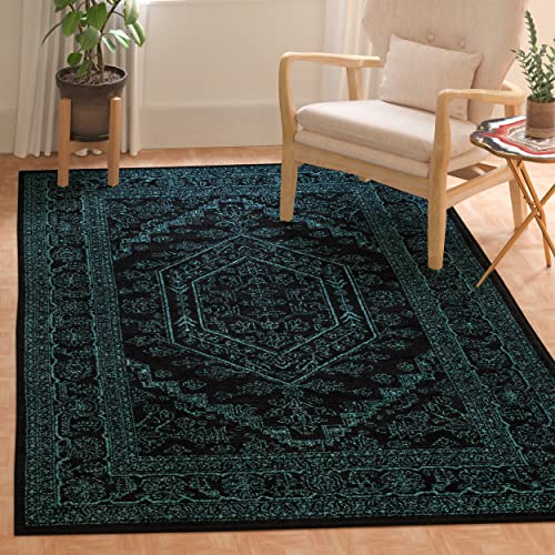 SAFAVIEH Traditionell Teppich für Wohnzimmer, Esszimmer, Schlafzimmer - Adirondack Collection, Kurzer Flor, Schwarz und Blaugrün, 91 X 152 cm SAFAVIEH Traditionell Teppich für Wohnzimmer, Esszimmer, Schlafzimmer - Adirondack Collection, Kurzer Flor, Schwarz und Blaugrün, 91 X 152 cm von Safavieh