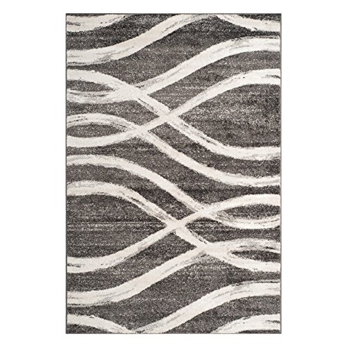 SAFAVIEH Distressed Teppich für Wohnzimmer, Esszimmer, Schlafzimmer - Adirondack Collection, Kurzer Flor, Kohle und Elfenbein, 91 X 152 cm von Safavieh