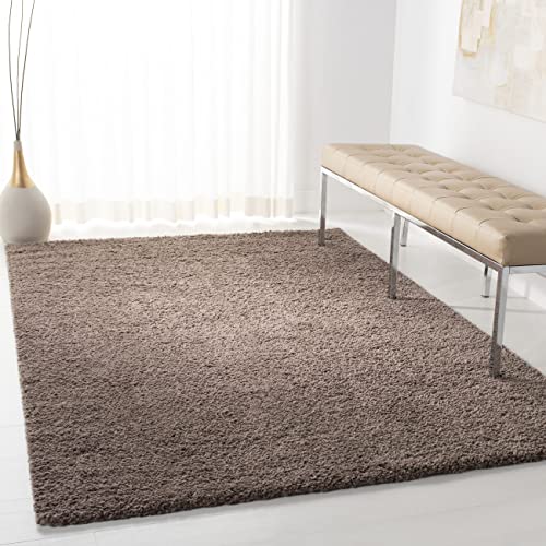 SAFAVIEH Zottelig Teppich für Wohnzimmer, Esszimmer, Schlafzimmer - August Shag Collection, Kurzer Flor, Taupe, 91 X 152 cm von Safavieh