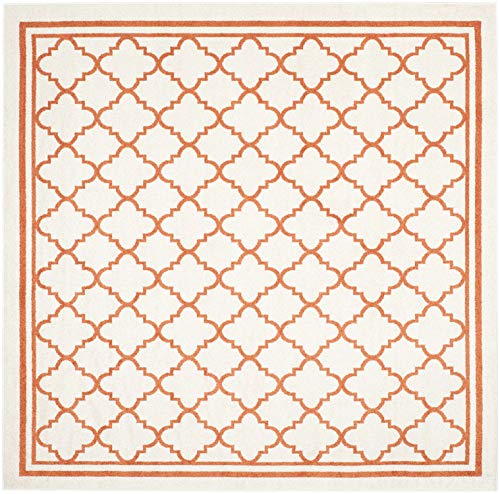 SAFAVIEH Marokkanisches Spalier Wohnzimmer, Esszimmer, Schlafzimmer - Amherst Collection, Kurzer Flor, Beige und Orange, 213 X 213 cm von Safavieh