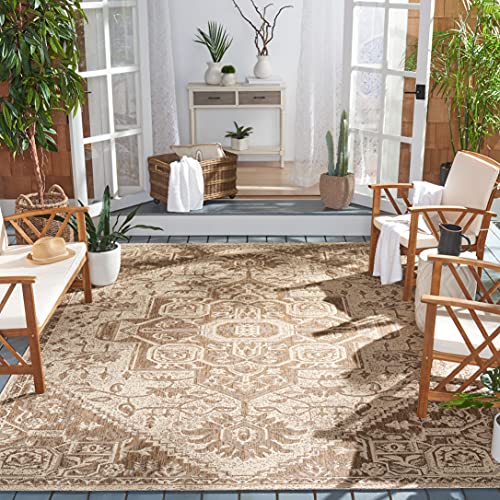 SAFAVIEH Medaillon Teppich für Drinnen & Draussen - Beachhouse Collection, Kurzer Flor, Beige und Creme, 160 X 229 cm von Safavieh