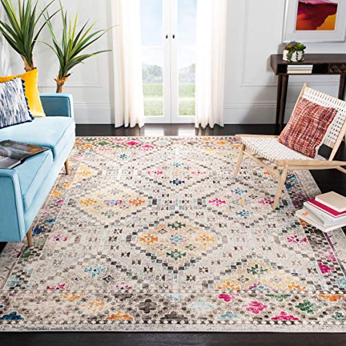 SAFAVIEH Moderner Schick Teppich für Wohnzimmer, Esszimmer, Schlafzimmer - Madison Collection, Kurzer Flor, Grau und Gelb, 122 X 183 cm von Safavieh