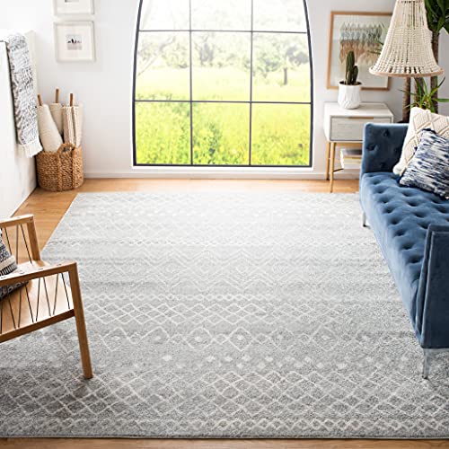 SAFAVIEH Moderner Schick Teppich für Wohnzimmer, Esszimmer, Schlafzimmer - Madison Collection, Kurzer Flor, Silber und Elfenbein, 122 X 183 cm von Safavieh