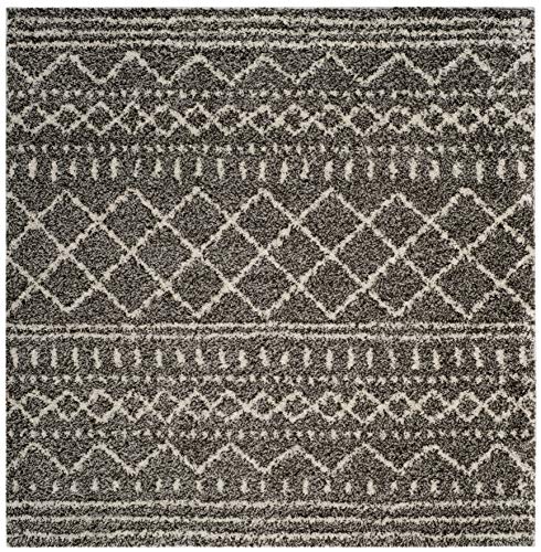 SAFAVIEH Zottelig Teppich für Wohnzimmer, Esszimmer, Schlafzimmer - Arizona Shag Collection, Kurzer Flor, Braun und Elfenbein, 201 X 201 cm von Safavieh