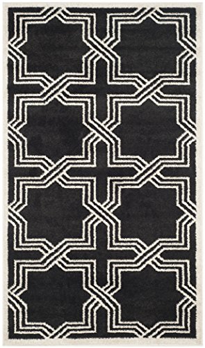 SAFAVIEH Geometrisch Innen - & Außenbereich - Amherst Collection, Kurzer Flor, Anthrazit und Elfenbein, 76 X 122 cm von Safavieh