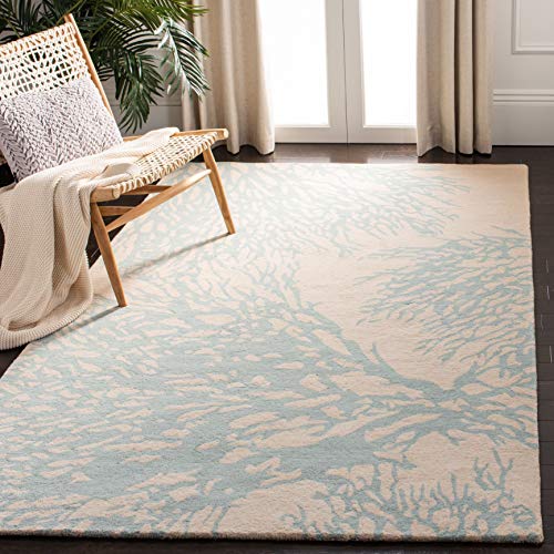 Safavieh Bella Collection BEL115C Handmade Beige and Blue Premium Wool Area Rug (5' x 8') von Safavieh