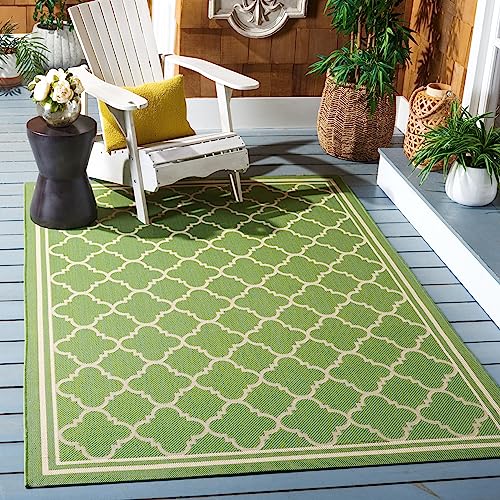 SAFAVIEH Spalier Teppich für Drinnen & Draussen - Courtyard Collection, Kurzer Flor, Grün und Beige, 79 X 152 cm von Safavieh