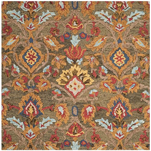 SAFAVIEH Zeitgenössische Teppich für Wohnzimmer, Esszimmer, Schlafzimmer - Blossum Collection, Kurzer Flor, Multi, 122 X 122 cm von Safavieh