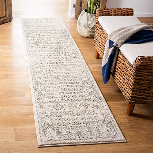 Safavieh Böhmisch Teppich für Wohnzimmer, Esszimmer, Schlafzimmer - Tulum Collection, Kurzer Flor, Elfenbein und Grau, 61 X 244 cm von Safavieh