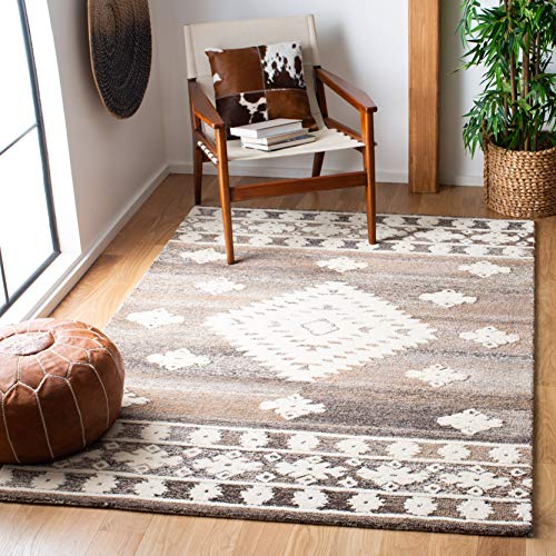 SAFAVIEH Boho Chic Teppich für Wohnzimmer, Esszimmer, Schlafzimmer - Amsterdam Collection, Kurzer Flor, Terrakotta-Rot und Multi, 91 X 91 cm von Safavieh