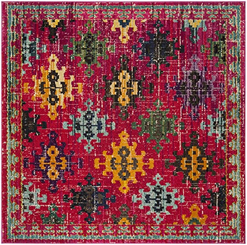 SAFAVIEH Boho Teppich für Wohnzimmer, Esszimmer, Schlafzimmer - Monaco Collection, Kurzer Flor, Fuchsia und Multi, 200 x 200 cm SAFAVIEH Boho Teppich für Wohnzimmer, Esszimmer, Schlafzimmer - Monaco Collection, Kurzer Flor, Fuchsia und Multi, 200 x 200 cm von Safavieh