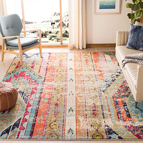 SAFAVIEH Boho Chic Teppich für Wohnzimmer, Esszimmer, Schlafzimmer - Monaco Collection, Kurzer Flor, Multi, 122 X 122 cm von Safavieh